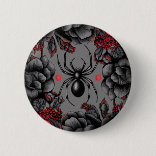 Spider Floral design Gothic style 6 Cm Round Badge