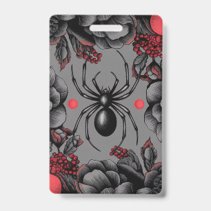 Spider Floral design Gothic style ID Badge