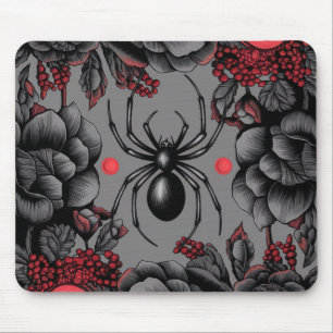 Spider Floral design Gothic style Mouse Mat