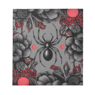Spider Floral design Gothic style Notepad