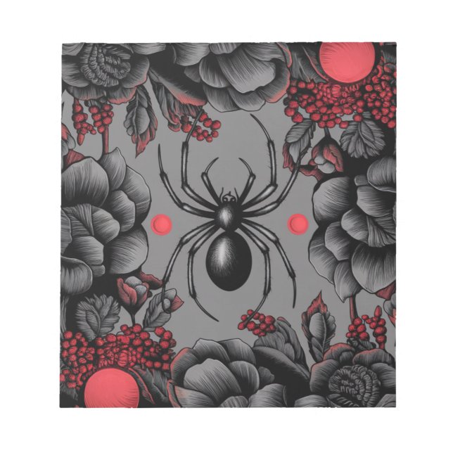 Spider Floral design Gothic style  Notepad (Front)