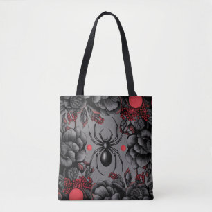 Spider Floral design Gothic style  Tote Bag