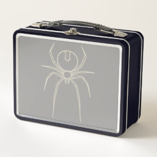 Spider - Ghost Grey and Bone White Metal Lunch Box