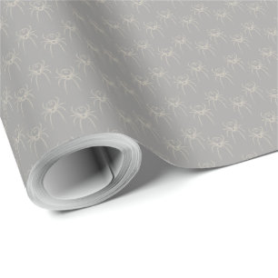 Spider - Ghost Grey and Bone White Wrapping Paper