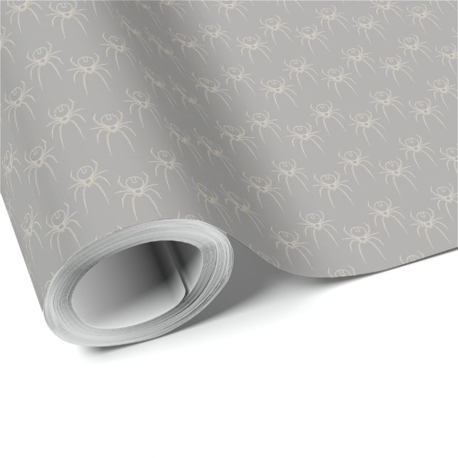 Spider - Ghost Grey and Bone White Wrapping Paper (Roll Corner)