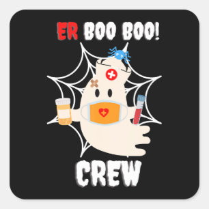 Spider Gift   Boo Crew Nurse Halloween Cute Spider Square Sticker