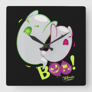 Spider Gift Boo Ghost Bats Spider Creepy Halloween Square Wall Clock