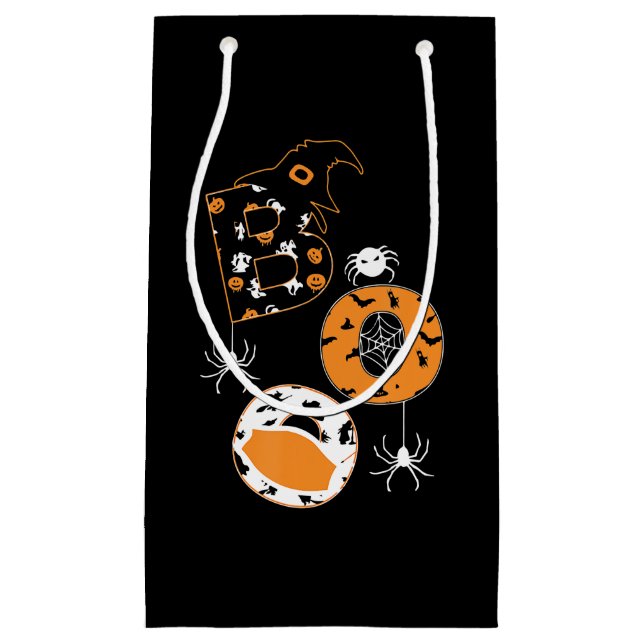 Spider Gift |Boo Mask Spider Witch Hat Pumpkin Small Gift Bag (Front)