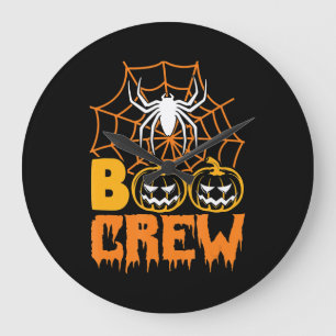 Spider Gift Boo Pumpkin Halloween Spider Boo Crew Large Clock