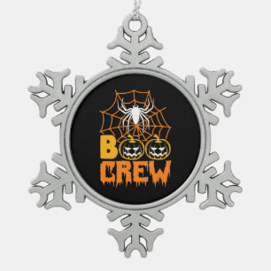 Spider Gift Boo Pumpkin Halloween Spider Boo Crew Snowflake Pewter Christmas Ornament
