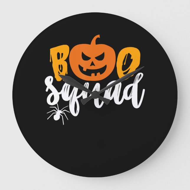 Spider Gift | Boo Squad - Pumpkin Spider Halloween Large Clock (Front)