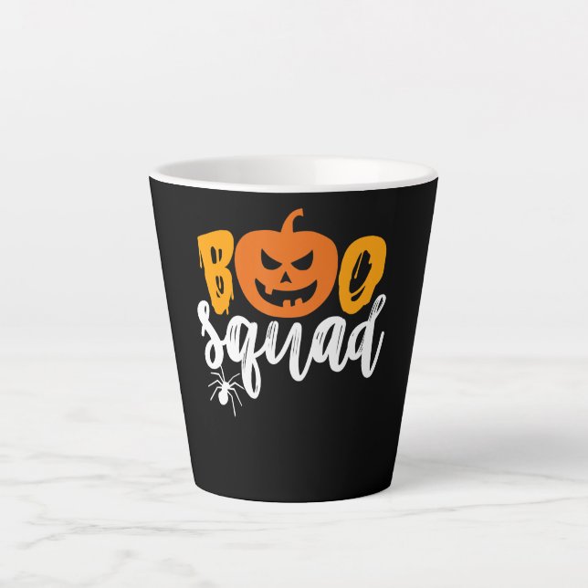 Spider Gift | Boo Squad - Pumpkin Spider Halloween Latte Mug (Front)