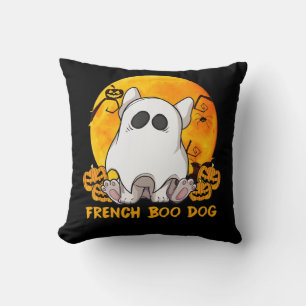 Spider Gift French Boo Bulldog With Pumpkin Spider Cushion