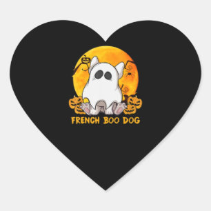 Spider Gift French Boo Bulldog With Pumpkin Spider Heart Sticker
