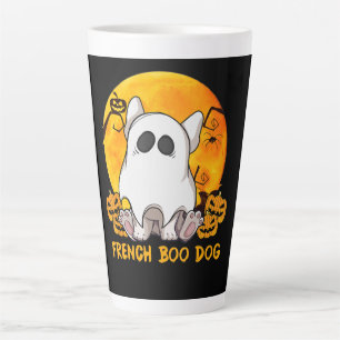 Spider Gift French Boo Bulldog With Pumpkin Spider Latte Mug