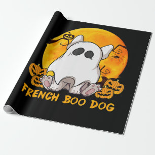 Spider Gift French Boo Bulldog With Pumpkin Spider Wrapping Paper