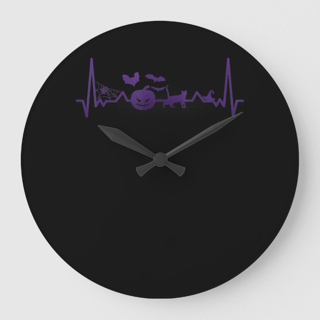 Spider Gift | Funny Heartbeat Line Halloween Large Clock (Front)