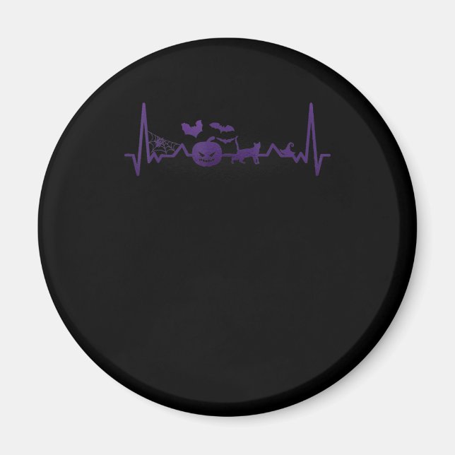 Spider Gift | Funny Heartbeat Line Halloween Magnet (Front)