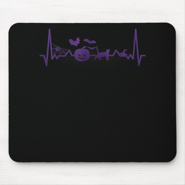 Spider Gift | Funny Heartbeat Line Halloween Mouse Mat (Front)