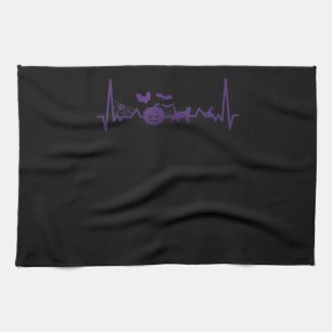 Spider Gift Funny Heartbeat Line Halloween Tea Towel