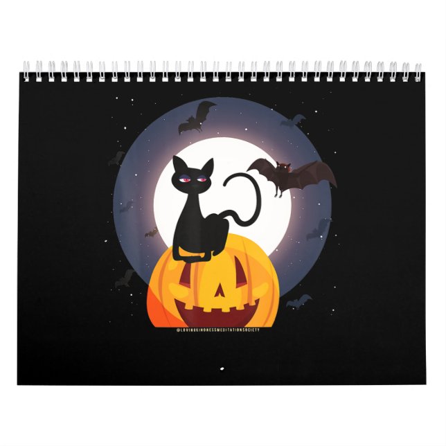 Spider Gift | Halloween Black Cat Spider Pumpkin Calendar (Cover)