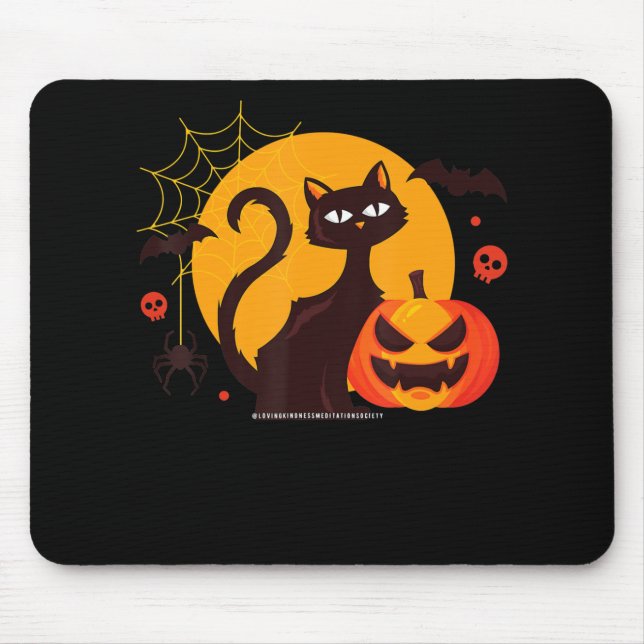 Spider Gift | Halloween Black Cat Spider Pumpkin Mouse Mat (Front)