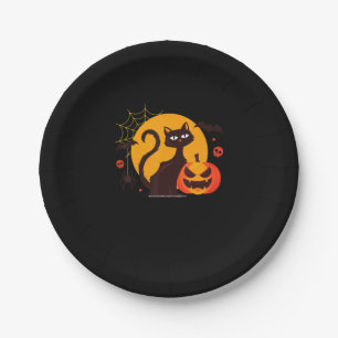 Spider Gift Halloween Black Cat Spider Pumpkin Paper Plate