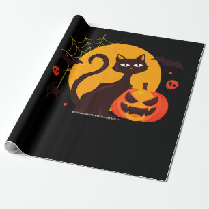 Spider Gift Halloween Black Cat Spider Pumpkin Wrapping Paper