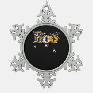 Spider Gift Halloween Boo Spider Snowflake Pewter Christmas Ornament