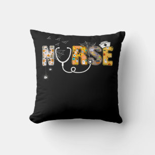 Spider Gift Halloween Nurse With Pumpkin Spider Cushion