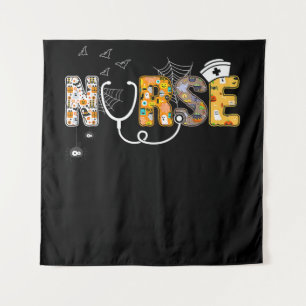 Spider Gift Halloween Nurse With Pumpkin Spider Tapestry