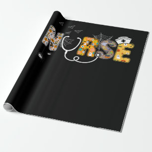 Spider Gift Halloween Nurse With Pumpkin Spider Wrapping Paper