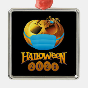 Spider Gift Halloween Pumpkin And Spider Mask Metal Tree Decoration