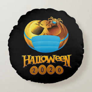 Spider Gift Halloween Pumpkin And Spider Mask Round Cushion
