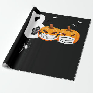 Spider Gift Halloween Pumpkins Wearing Mask Spi Wrapping Paper