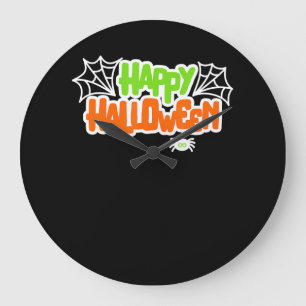Spider Gift Happy Halloween Colourful Cute Spide Large Clock