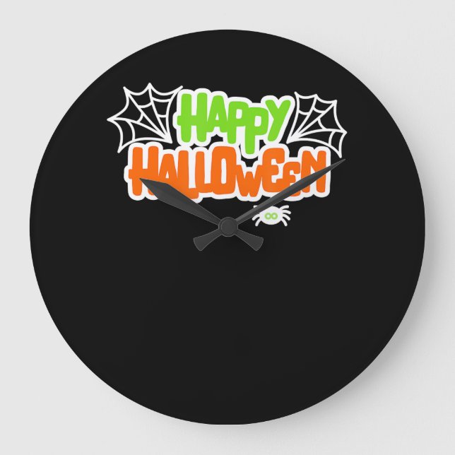 Spider Gift | Happy Halloween Colourful Cute Spide Large Clock (Front)