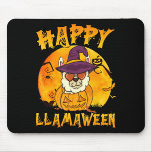 Spider Gift   Happy Llamaween Llama Witch Spider Mouse Mat