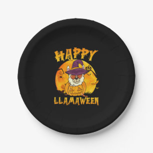 Spider Gift   Happy Llamaween Llama Witch Spider Paper Plate