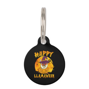 Spider Gift Happy Llamaween Llama Witch Spider Pet Tag