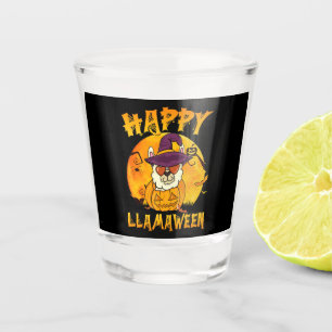 Spider Gift   Happy Llamaween Llama Witch Spider Shot Glass