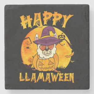 Spider Gift Happy Llamaween Llama Witch Spider Stone Coaster