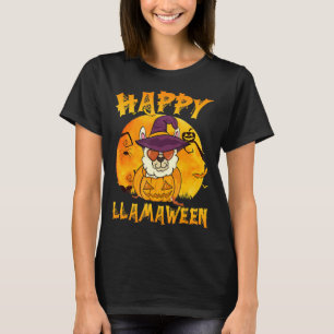 Spider Gift Happy Llamaween Llama Witch Spider T-Shirt