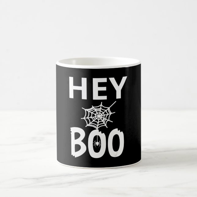 Spider Gift | Hey Boo Halloween Funny Spider Web Coffee Mug (Center)