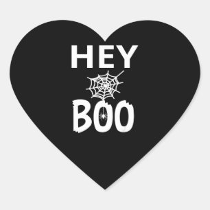 Spider Gift Hey Boo Halloween Funny Spider Web Heart Sticker