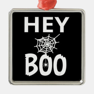 Spider Gift Hey Boo Halloween Funny Spider Web Metal Tree Decoration