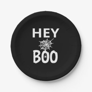 Spider Gift Hey Boo Halloween Funny Spider Web Paper Plate