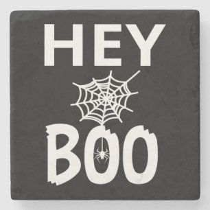 Spider Gift Hey Boo Halloween Funny Spider Web Stone Coaster