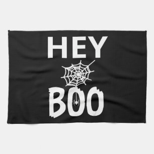 Spider Gift Hey Boo Halloween Funny Spider Web Tea Towel