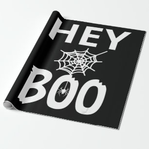 Spider Gift   Hey Boo Halloween Funny Spider Web Wrapping Paper